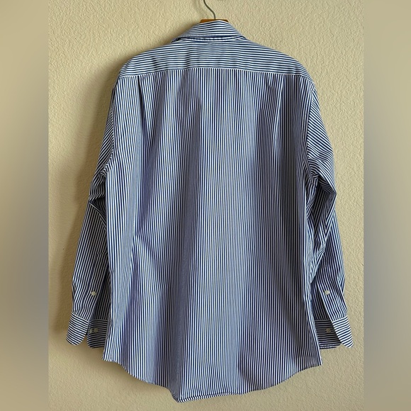 Lauren Ralph Lauren Shirt Men’s Sz 16 Non Iron Classic Fit Blue Stripe Button Up - Picture 4 of 12